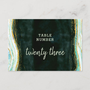 Teal Green & Gold Agate Wedding Table Numbers