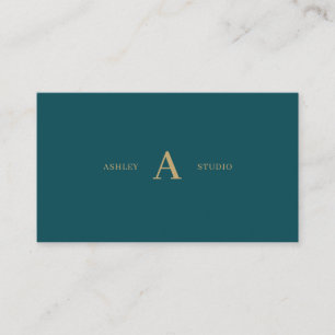 Teal Green & Gold Simple Minimal Professional  Business Card
