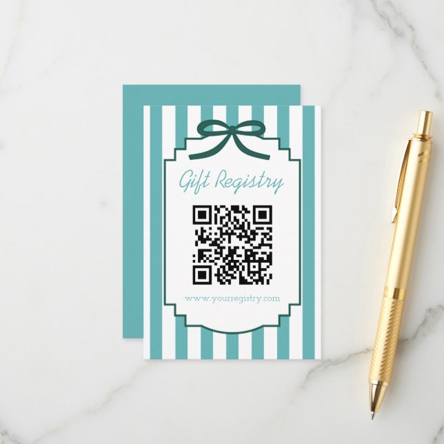 Teal Green Graduation Registry Enclosure Card (Front/Back In Situ)
