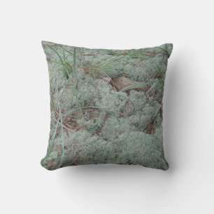teal green grey lichen abstract pattern pillow