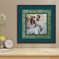Teal Green Herringbone Custom Photo Foil Art Print