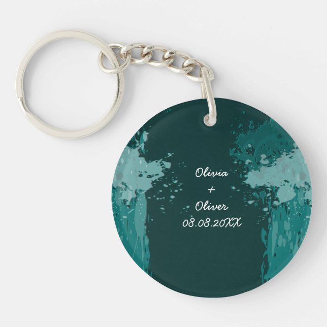 Teal Green Keychain Wedding Favour (Front)