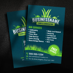 Teal & Green Lawn Care Landscaping Mowing Lawncare Flyer