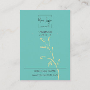 Teal Green Leaf QR Fashion Jewellery Display Card