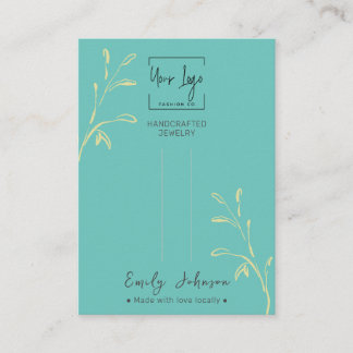 Teal Green Leaf QR Jewellery Hair Clip Display Car Calling Card