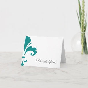 Teal Green Lily flower Thank You Card