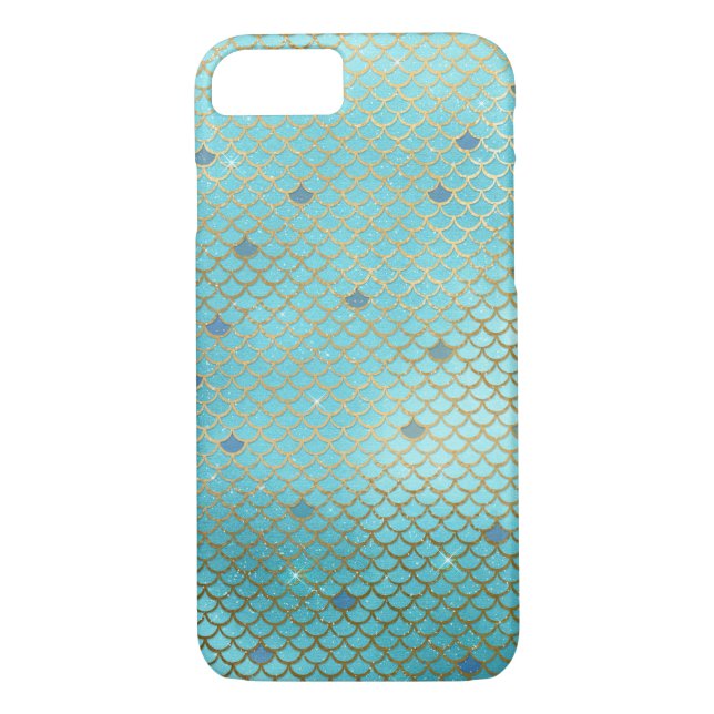 Teal Green Mermaid Scales Pattern Case-Mate iPhone Case (Back)