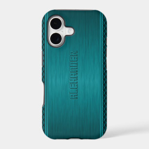 Teal-Green Metallic Brushed Aluminium Look