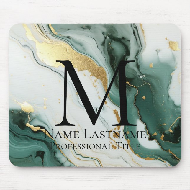 Teal Green Monogram Mouse Pad (Front)