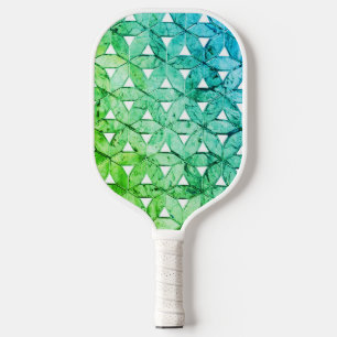 Teal green Mosaic flower of life scared geometry Pickleball Paddle