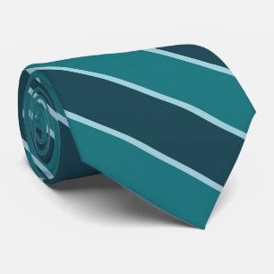 Teal Green, Muted Cyan And Soft Blue Stripes Tie