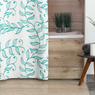 Teal Green Natural Vine Shower Curtain