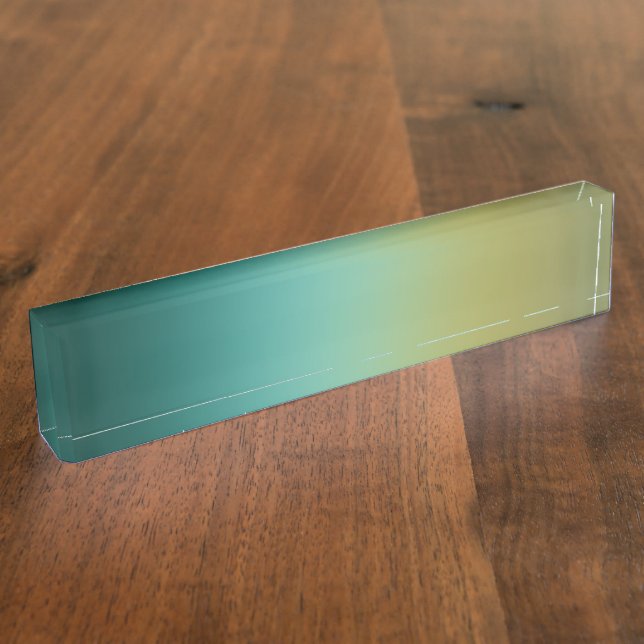 Teal Green Ombre Gradient Blur Abstract Design Nameplate (Side)