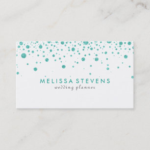 Teal Green Random Dots Size Design On White Business Card
