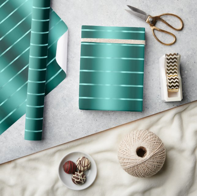 Teal Green Ribbon Bow Bridal Shower Wrapping Paper (Crafts)