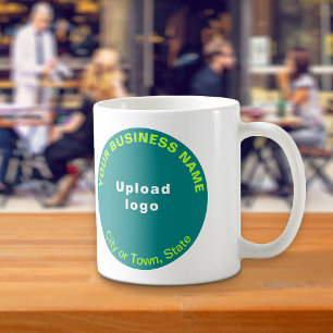 Teal Green Round Business Brand on Mug
