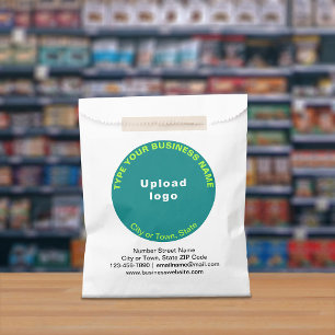 Teal Green Round Business Brand on Paper Bag