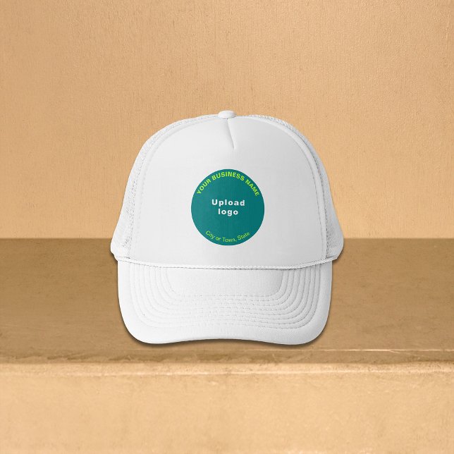 Teal Green Round Business Brand on Trucker Hat (Teal green round business brand on trucker hat)