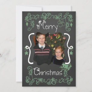 Teal Green Scrolls Customised Photo Holiday Card
