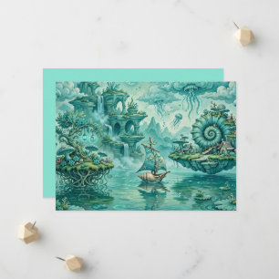 Teal Green Seascape Dream Surreal Fantasy Announcement