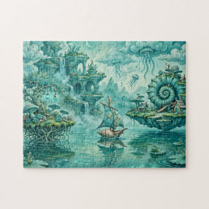 Teal Green Seascape Dream Surreal Fantasy Jigsaw Puzzle