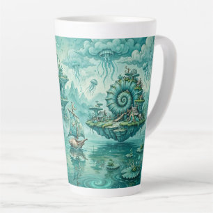 Teal Green Seascape Dream Surreal Fantasy Latte Mug