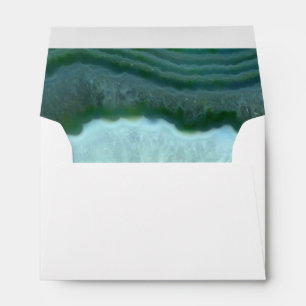Teal Green - Silver Geode Agate Wedding Envelope