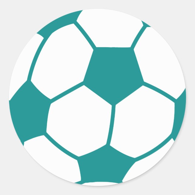 Teal Green Soccer Ball Classic Round Sticker (Front)
