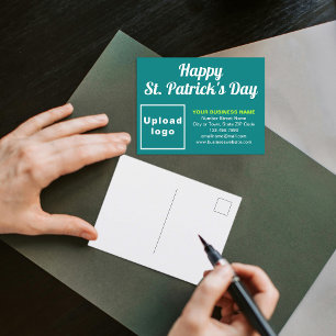 Teal Green St. Patrick Business Holiday Postcard