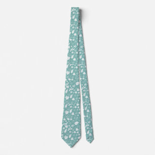Teal Green Starfish Seashell and Ocean Sealife Tie