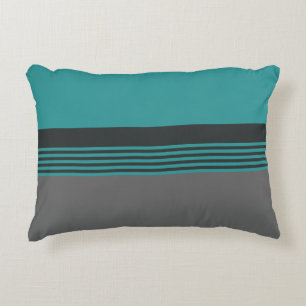 Teal Green Stripes Decorative Cushion