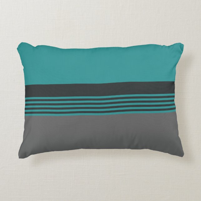 Teal Green Stripes Decorative Cushion (Front)