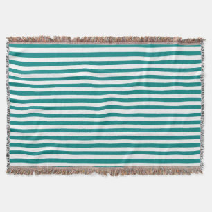 Teal Green Stripes Throw Blanket