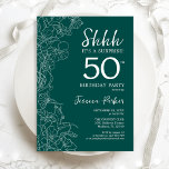 Teal Green Surprise 50th Birthday Invitation<br><div class="desc">Teal Green Surprise 50th Birthday Invitation. Minimalist modern feminine design features botanical accents and typography script font. Simple floral invite card perfect for a stylish female surprise bday celebration.</div>