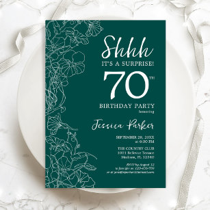 Teal Green Surprise 70th Birthday Invitation