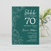 Teal Green Surprise 70th Birthday Invitation (Standing Front)