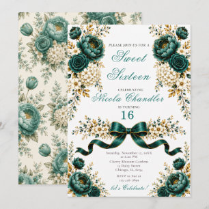Teal Green Sweet Sixteen Invitation