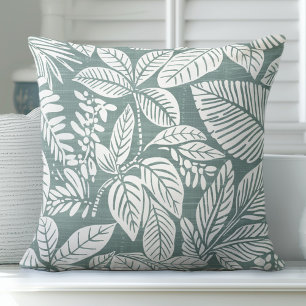 Teal Green Tropical Throw Pillow