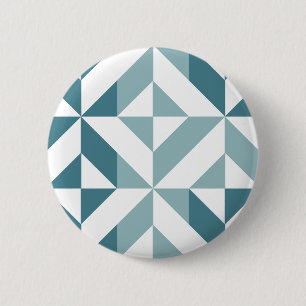 Teal Green Two Tone Geometric ZigZag 6 Cm Round Badge