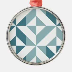 Teal Green Two Tone Geometric ZigZag Metal Tree Decoration