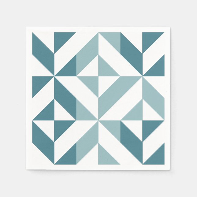 Teal Green Two Tone Geometric ZigZag Napkin (Front)
