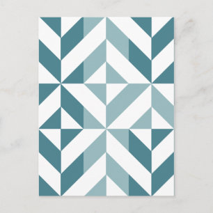 Teal Green Two Tone Geometric ZigZag Postcard