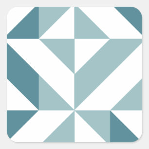 Teal Green Two Tone Geometric ZigZag Square Sticker