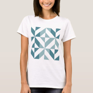 Teal Green Two Tone Geometric ZigZag T-Shirt