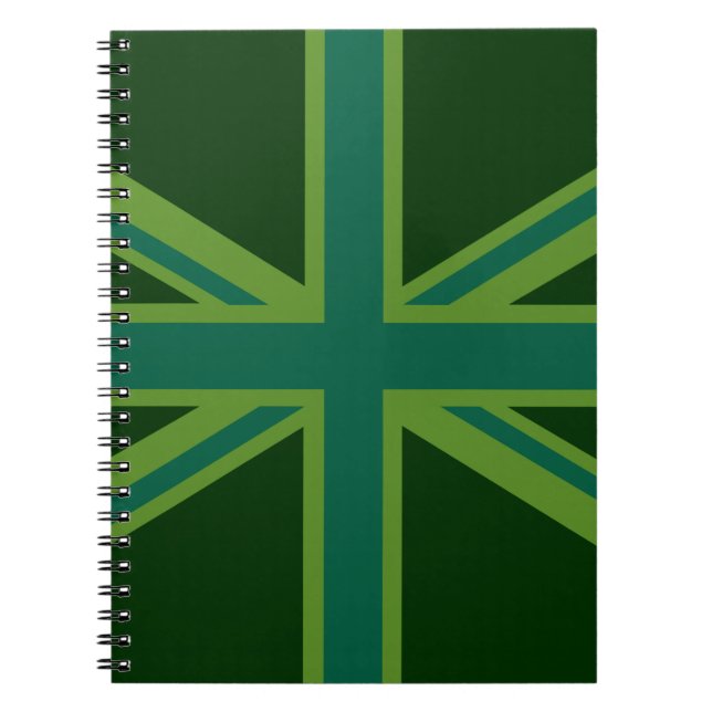 Teal Green UK Union Jack Decor Notebook (Front)