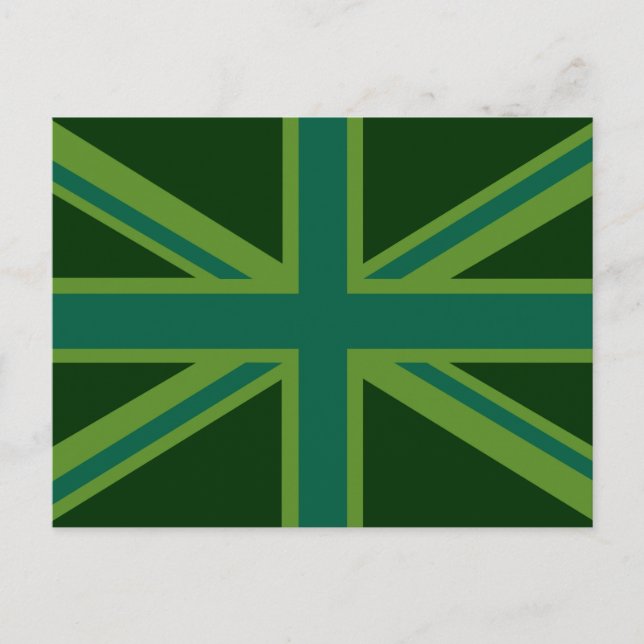 Teal Green UK Union Jack Decor Postcard (Front)