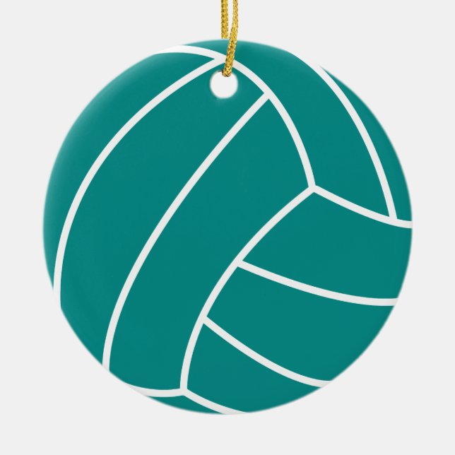 Teal Green Volleyball Ceramic Tree Decoration (Front)