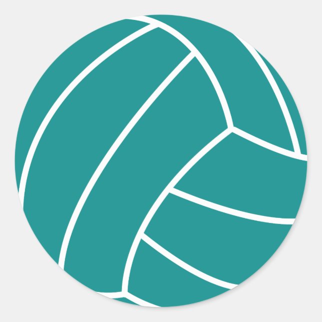 Teal Green Volleyball Classic Round Sticker (Front)