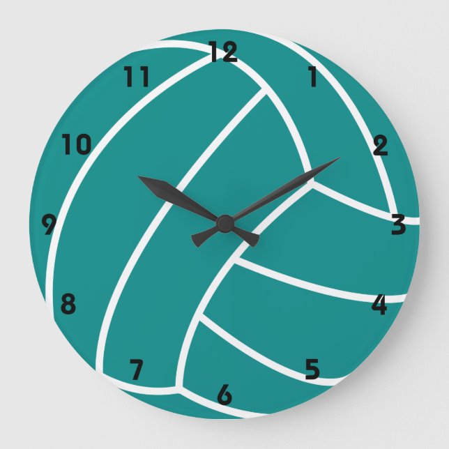 Teal Green Volleyball Large Clock (Front)