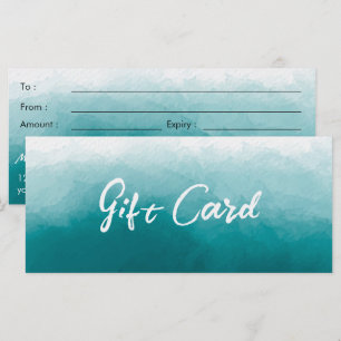 Teal Green Watercolor background Gift Certificate